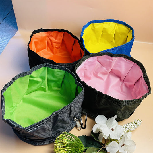 Portable Folding Outdoor Waterproof Oxford Cloth Easy To Clean Dog Bowl