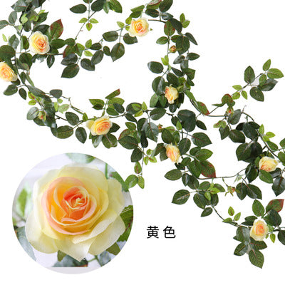 1.4M Artificial Eucalyptus with Rose Garland Hanging Rattan Vertical Garden Home