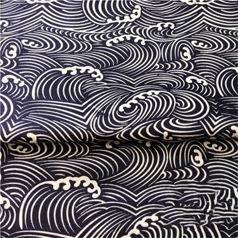 Auspicious Clouds Sea Waves Wave Pattern Cotton Twill Printing Fabric