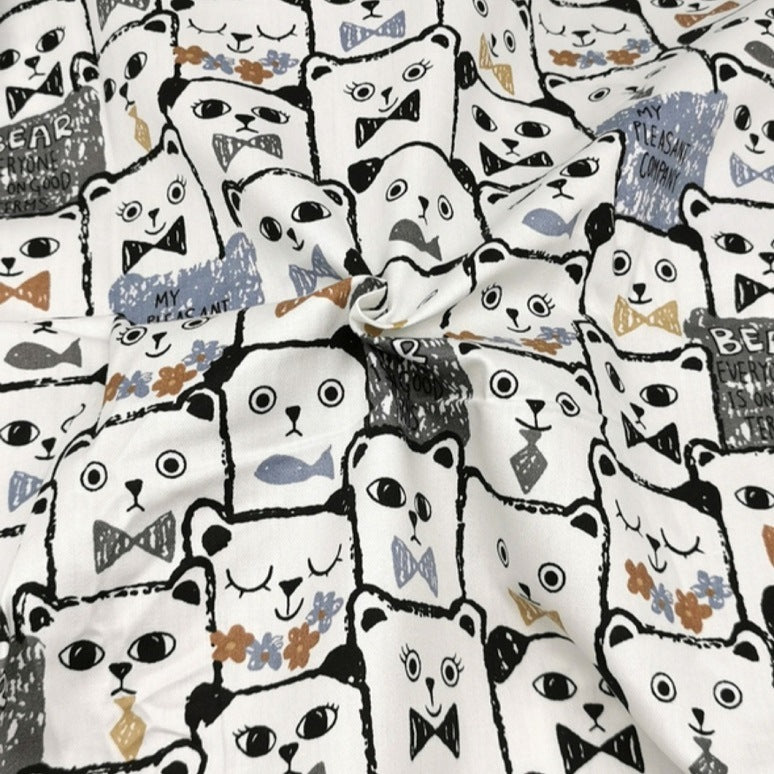 Fashion Cartoon Bear Twill Print Fabric