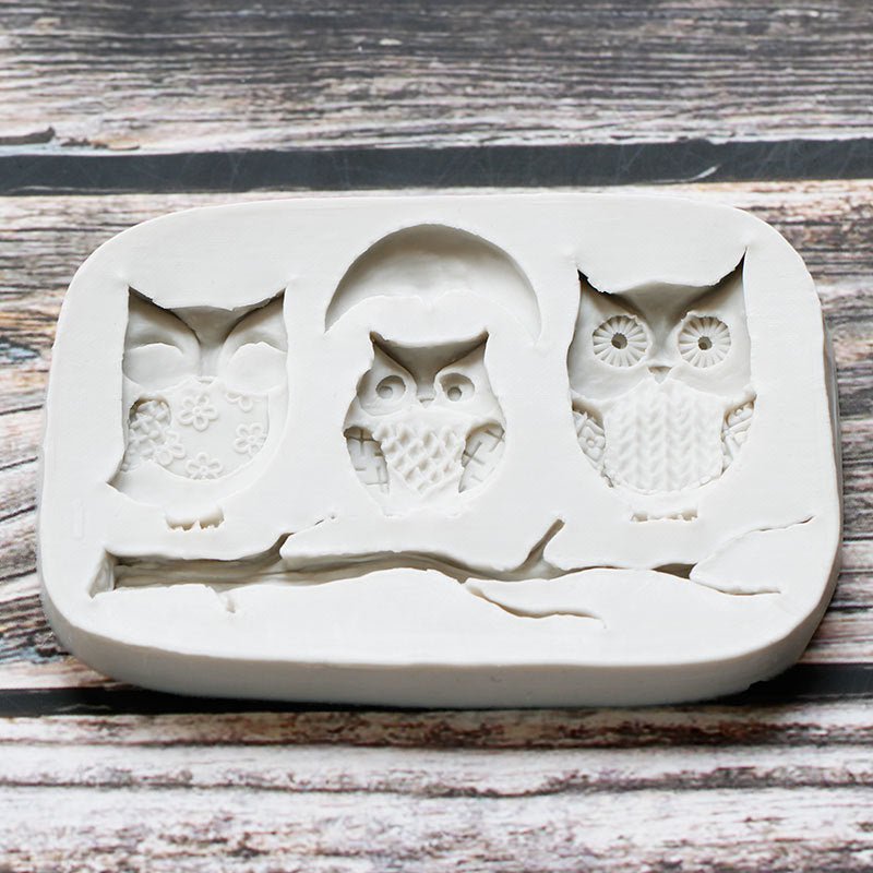 Fondant Cake Three Owls Silicone Mold Decoration Baking Tools