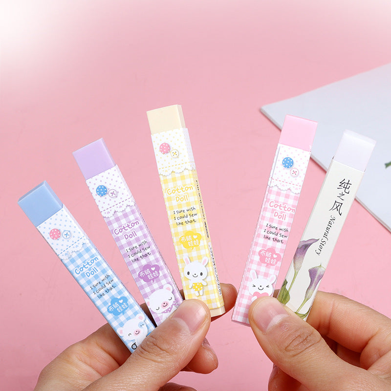 Long Candy Color Wipe Clean Eraser Student School Supplies