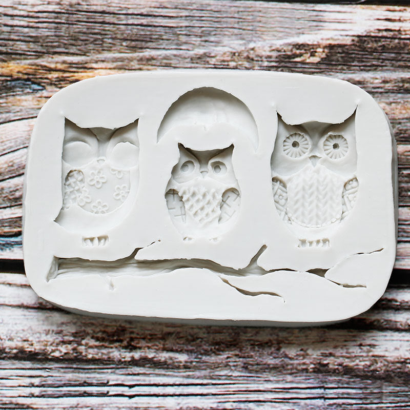 Fondant Cake Three Owls Silicone Mold Decoration Baking Tools