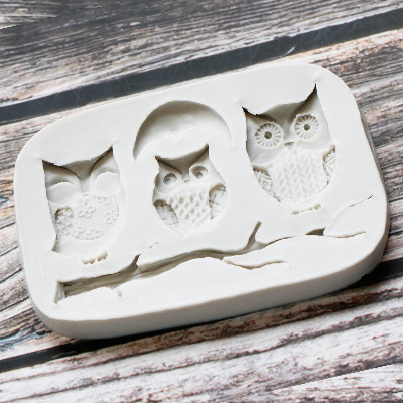 Fondant Cake Three Owls Silicone Mold Decoration Baking Tools