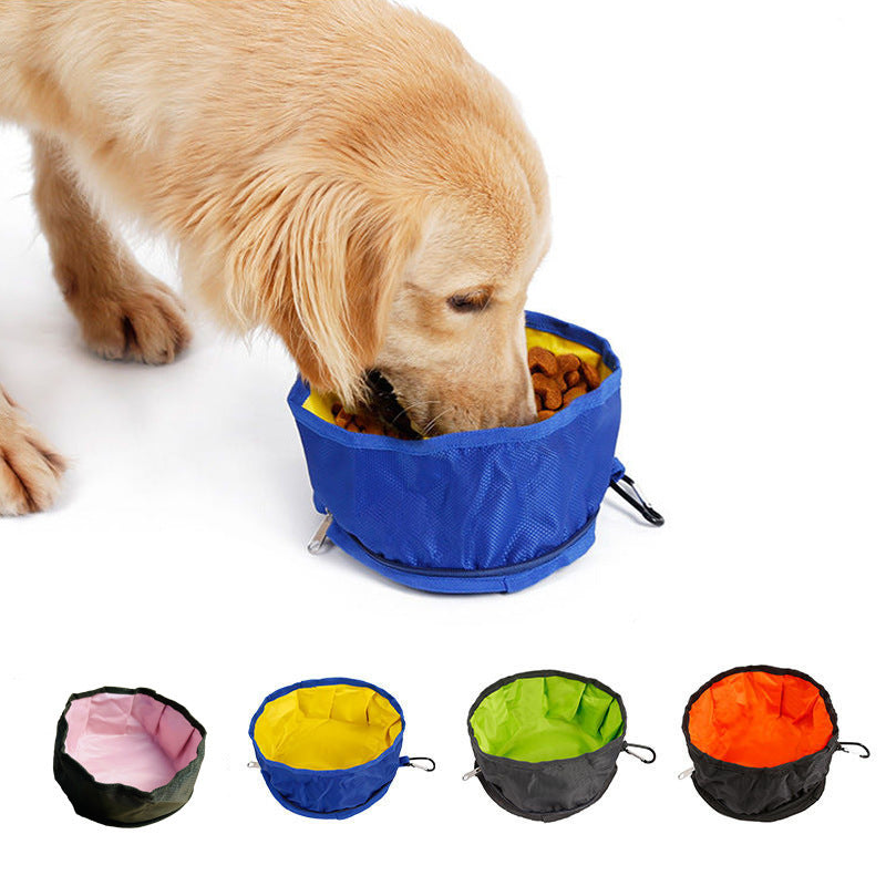 Portable Folding Outdoor Waterproof Oxford Cloth Easy To Clean Dog Bowl